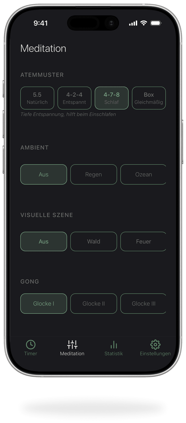 Szene, Klang und Muster wählen