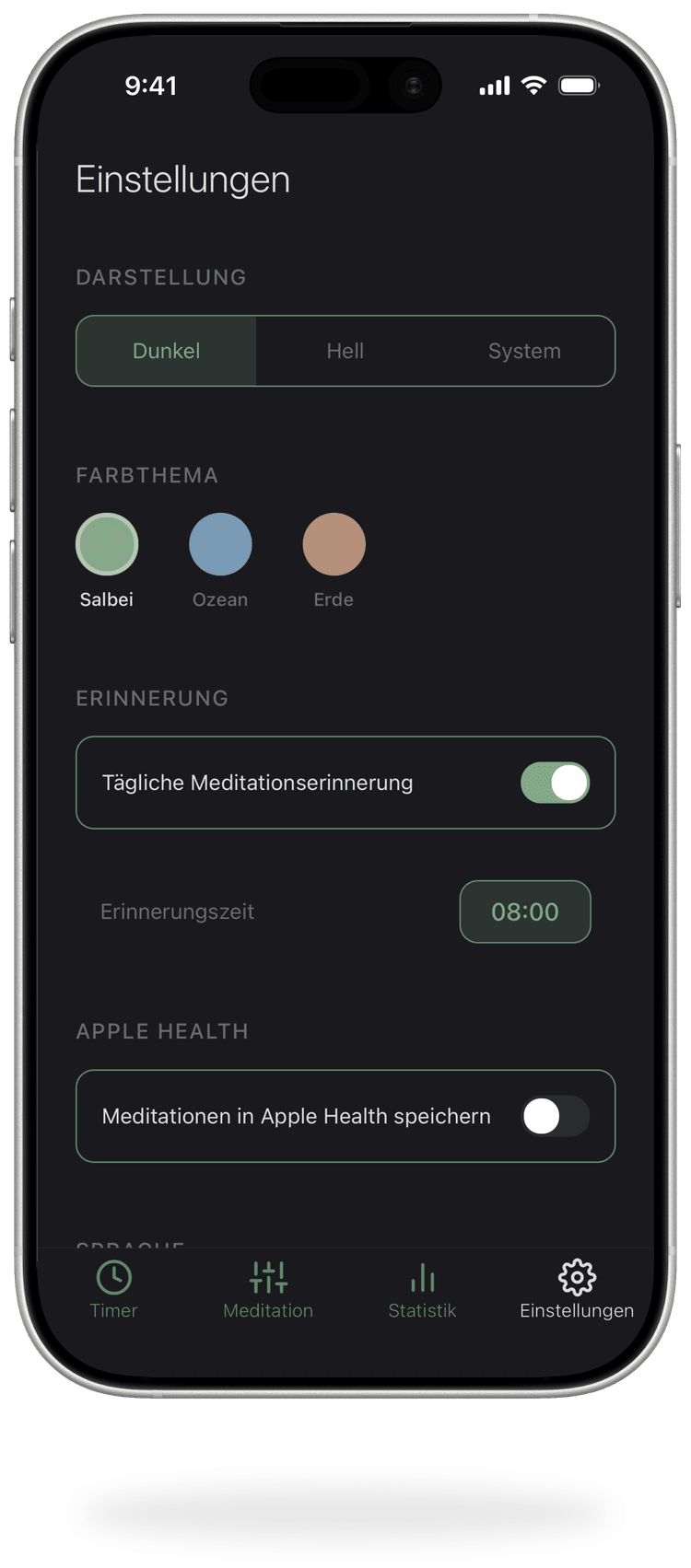 Einstellungen und Sprache